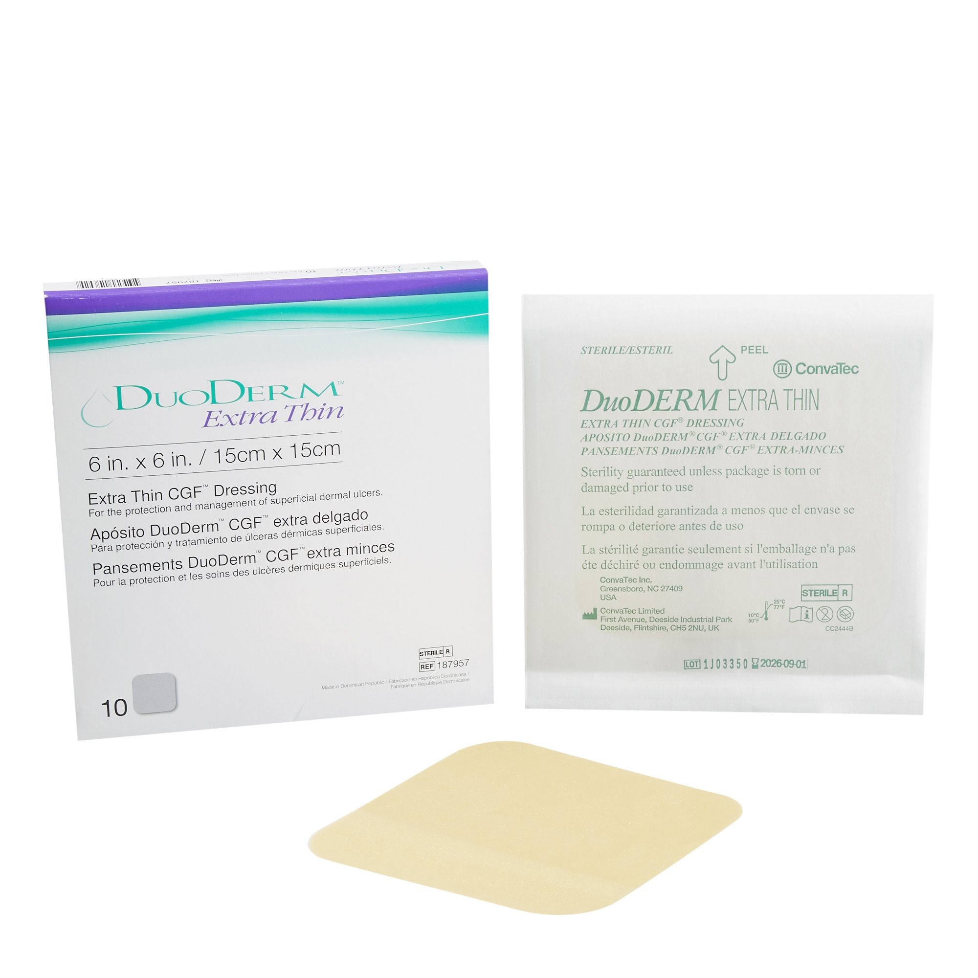 Convatec DuoDERM® Extra Thin Hydrocolloid Dressing - 6 X 6 Inch Square - Sterile Adhesive Wound Care Convatec DuoDERM® Extra Thin Hydrocolloid Dressing - 6 X 6 Inch Square - Sterile Adhesive Wound Care